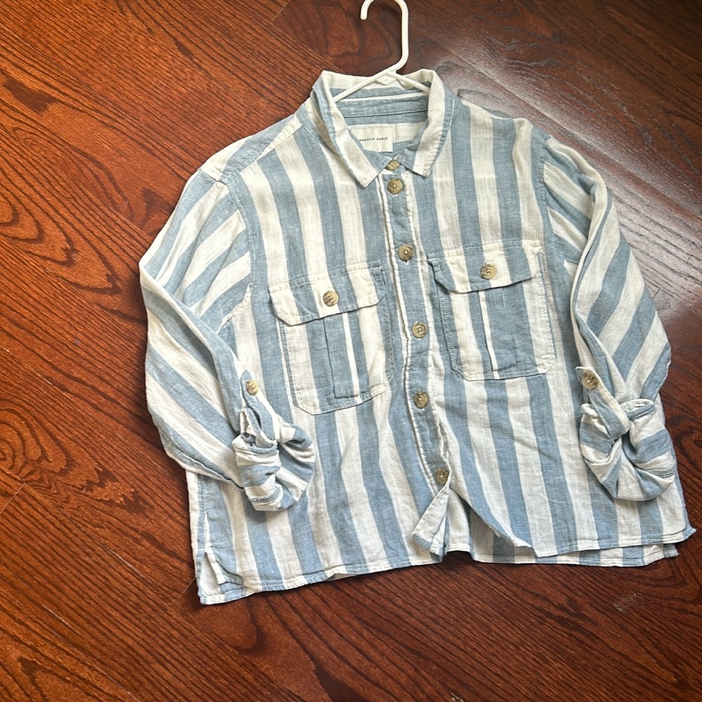 NWT American eagle button down linen shirt size m